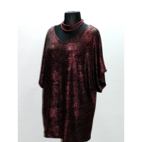 Wieczorowa tunika Oversize z bordowo/różowym błyskiem